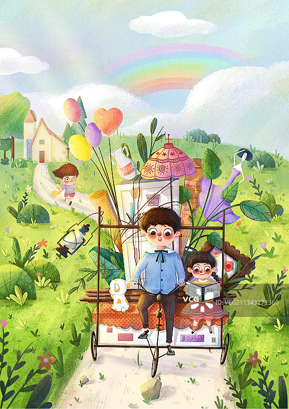 儿童插画 搬家图片素材