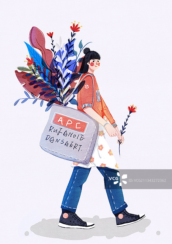 丝网印风格人物插画图片素材