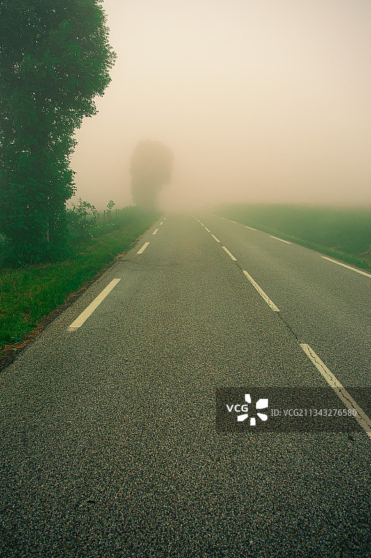 法国勒蓬皮杜的树木与天空之间的空旷道路图片素材