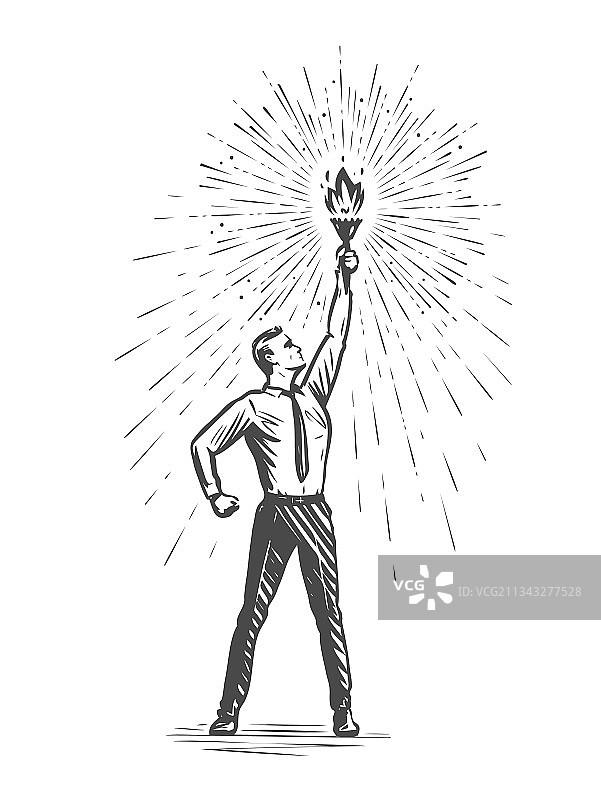 寻找燃烧的火炬的商人图片素材