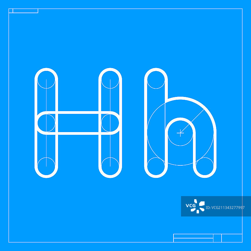 带有建筑元素的H字母蓝图草图Logo图片素材
