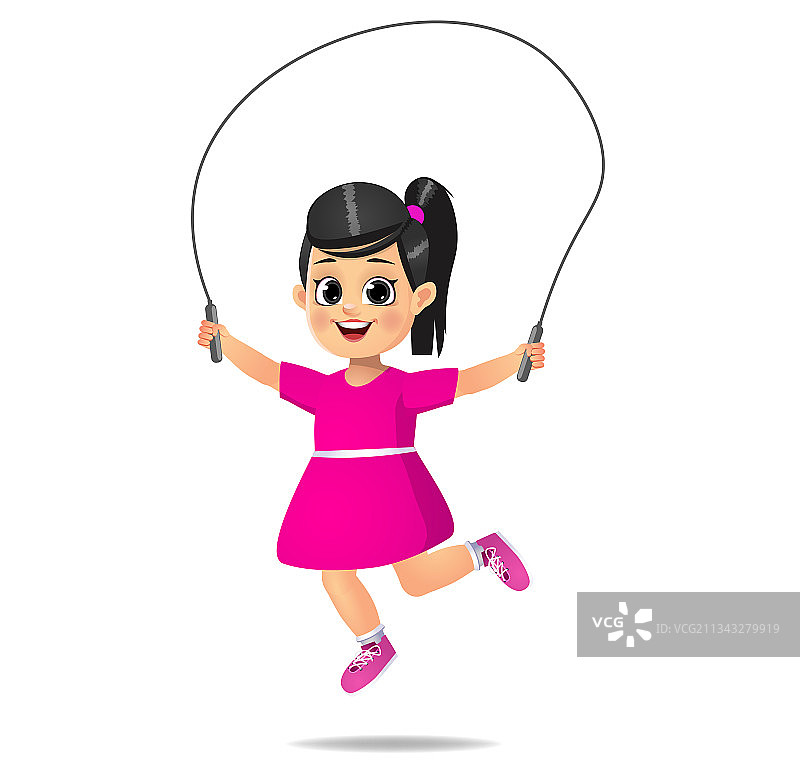 可爱男孩玩跳绳图片素材