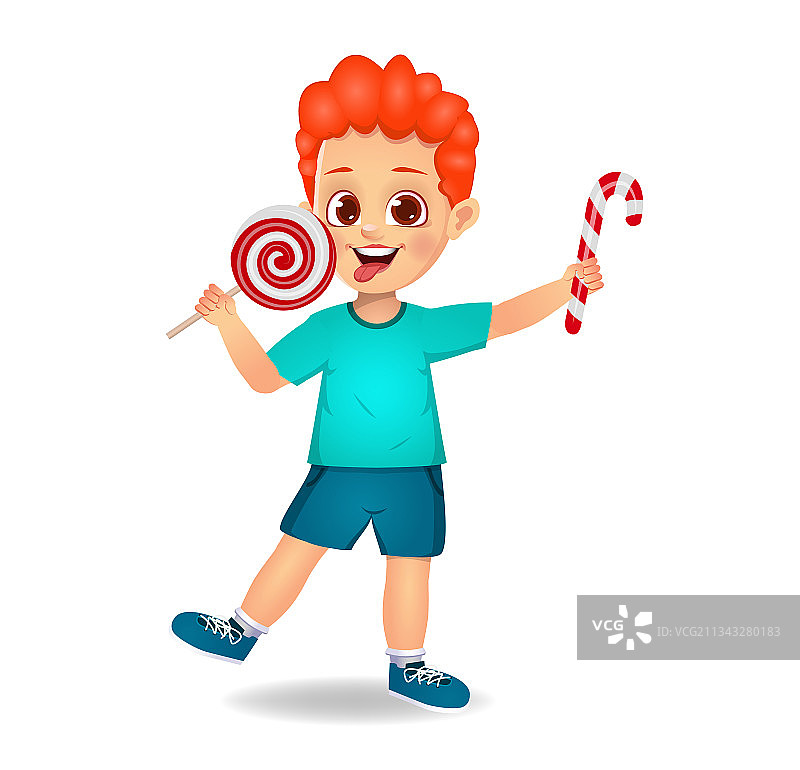 可爱男孩吃糖果图片素材