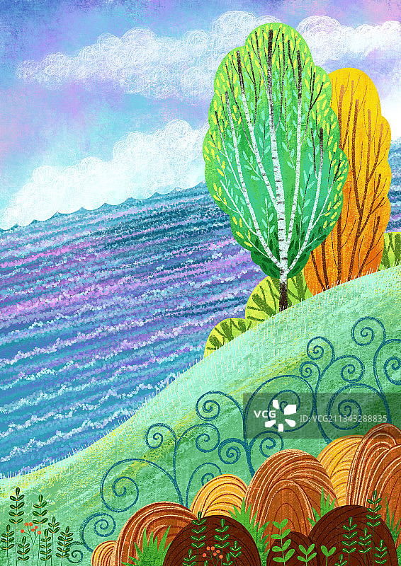 风景插画-看海图片素材