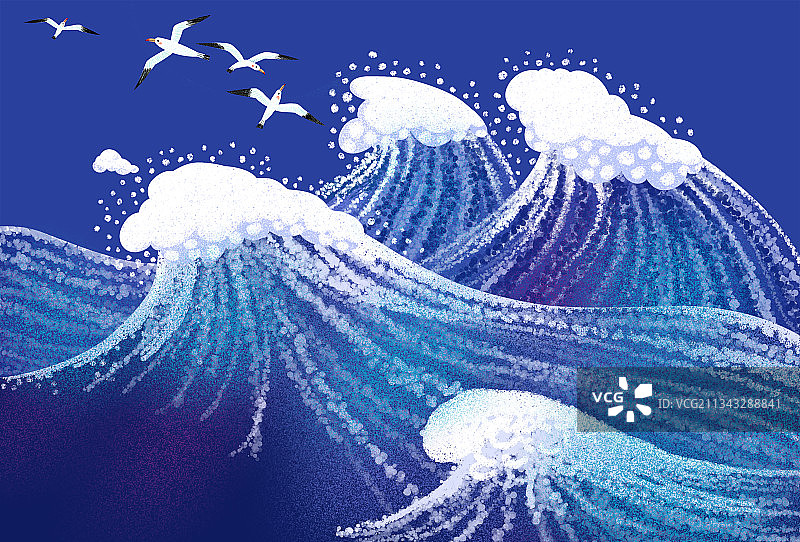 风景插画-大风大浪图片素材