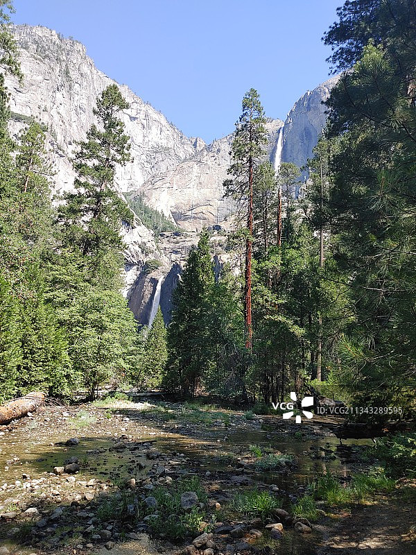 下约塞米蒂瀑布森林风光，美国图片素材