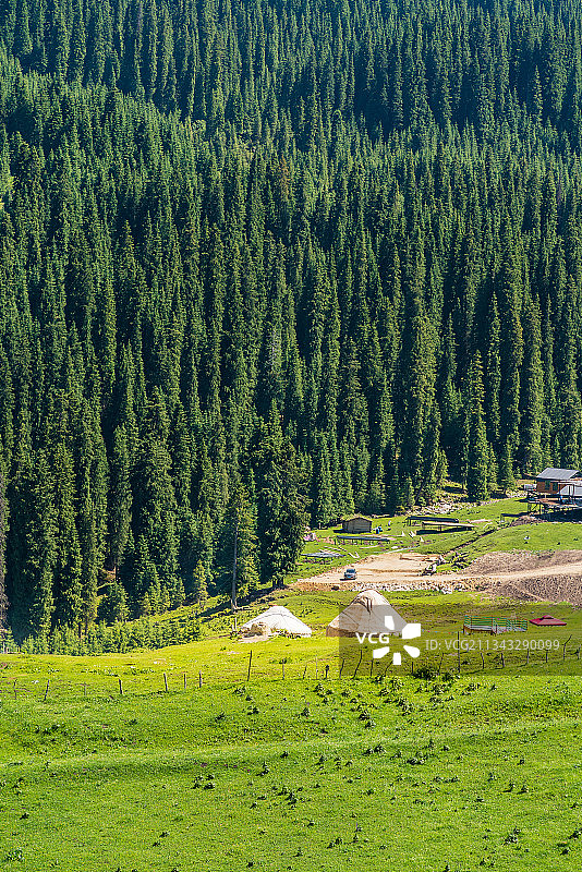 夏季阳光下的新疆琼库什台古村风景图片素材