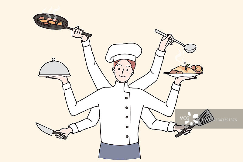 多任务烹饪厨师概念图片素材