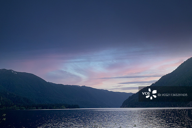 美国华盛顿州迪亚布罗湖日落美景图片素材