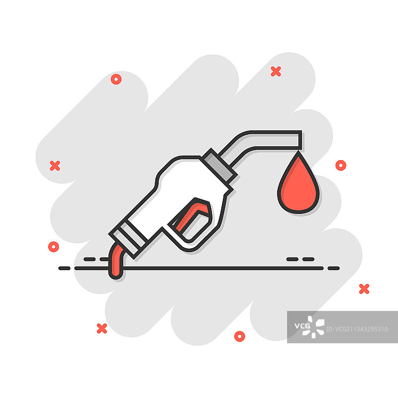 卡通风格加油站中的燃油泵图标图片素材