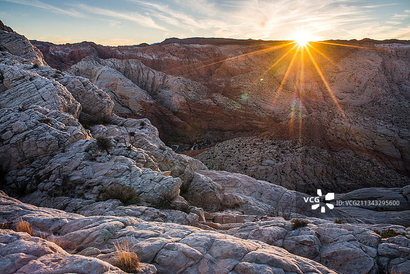 美国雪峡谷州立公园日落山景图片素材