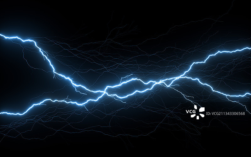 蓝色闪电特效 3D渲染图片素材