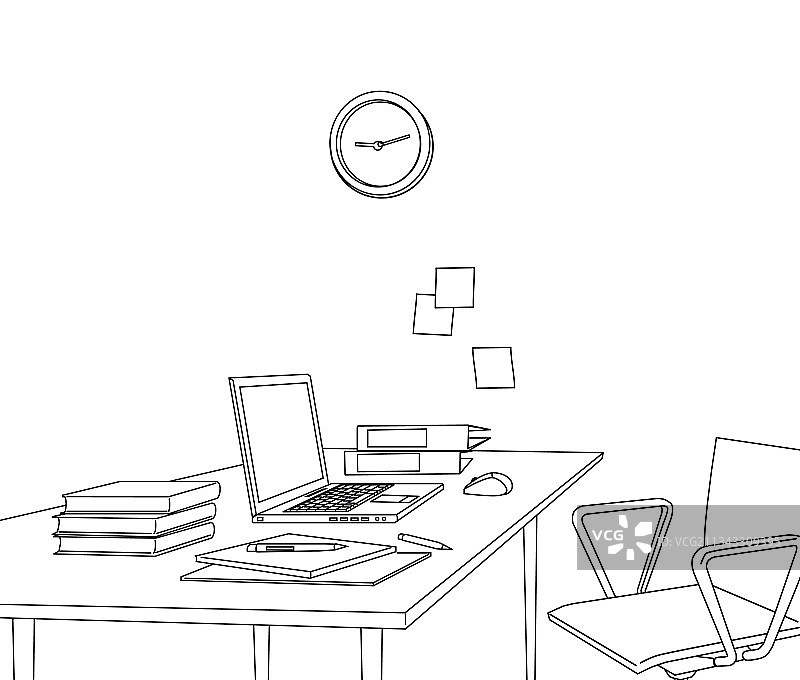 现代办公室空间内饰草图图片素材