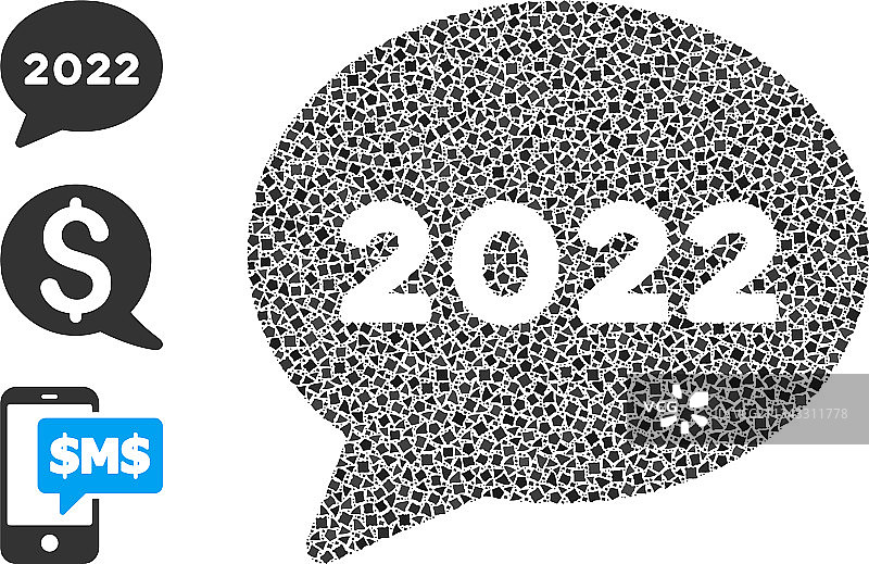 2022年破旧的聊天信息图标拼贴图片素材