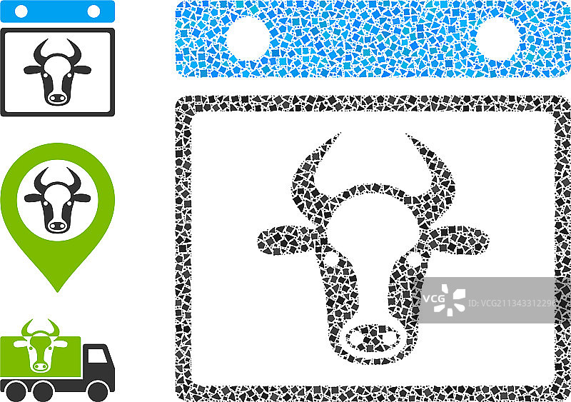 块茎公牛日历叶子图标拼贴图片素材