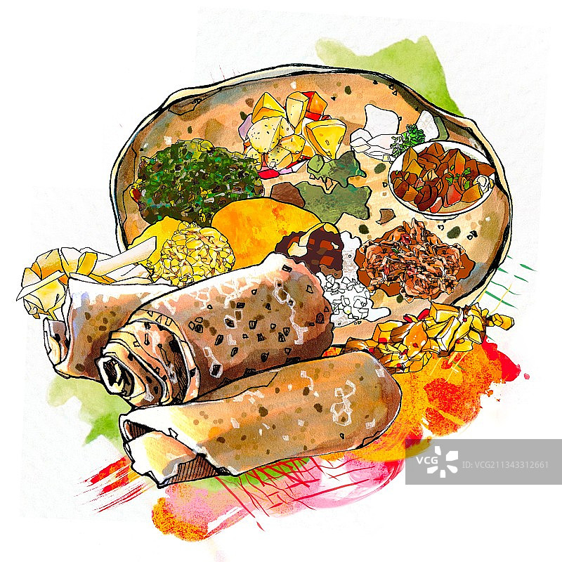 非洲美食 埃塞俄比亚 英吉拉 手抓图片素材