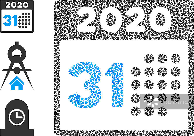 崎岖的2020年最后一天图标马赛克图片素材