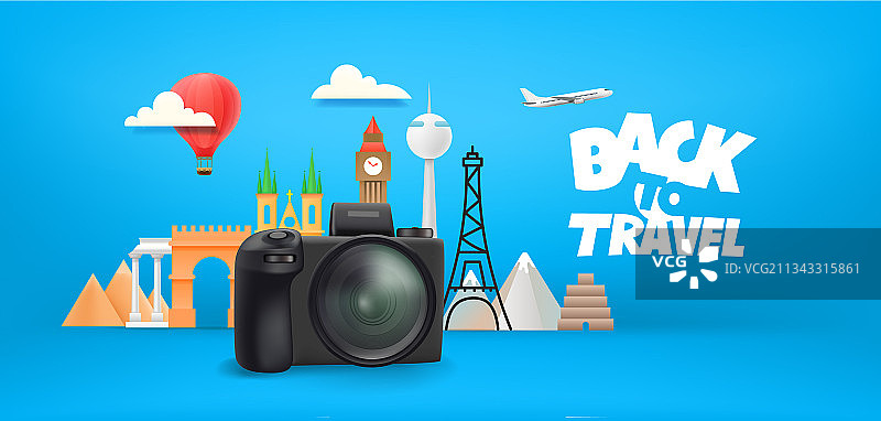 重返旅行概念：世界著名景点之旅图片素材