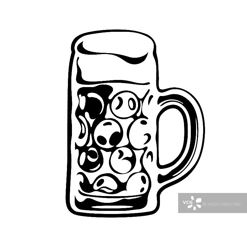 带凹痕的啤酒杯黑白照图片素材