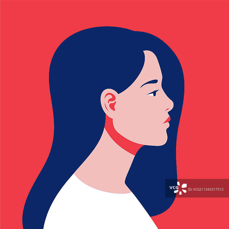 美丽的女子侧脸肖像图片素材