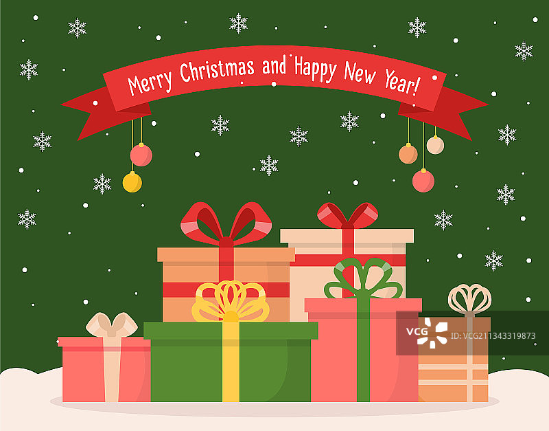 折叠在地板上并用丝带系好的礼品卡图片素材