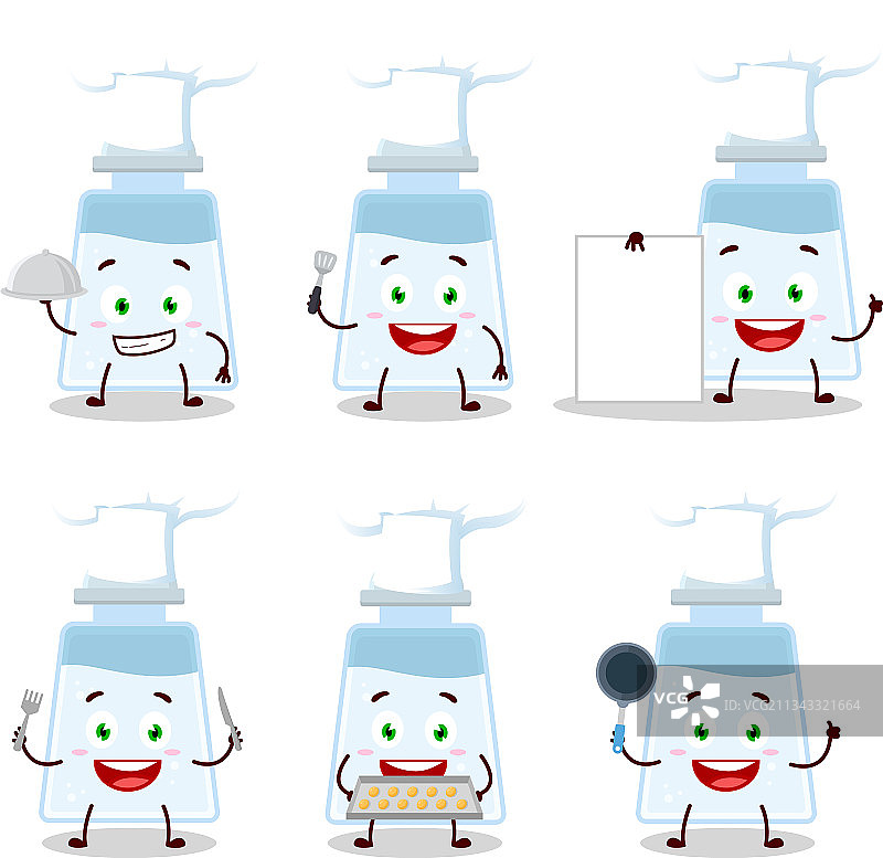 带有各种厨师表情符号的卡通盐瓶图片素材