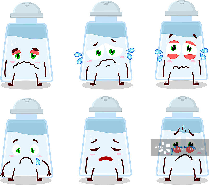 带有悲伤表情的卡通盐罐图片素材