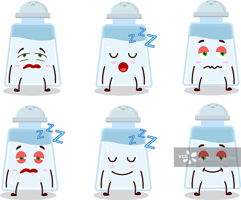 带有困倦表情的盐瓶图片素材