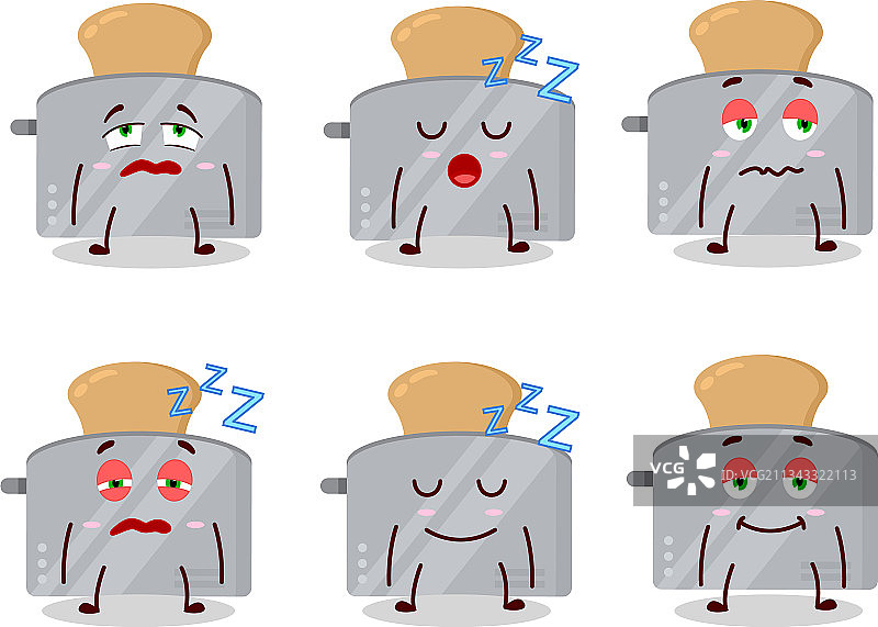 带有困倦表情的烤面包机图片素材