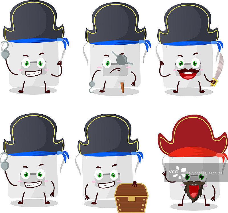 带有各种海盗表情符号的卡通白色围裙图片素材