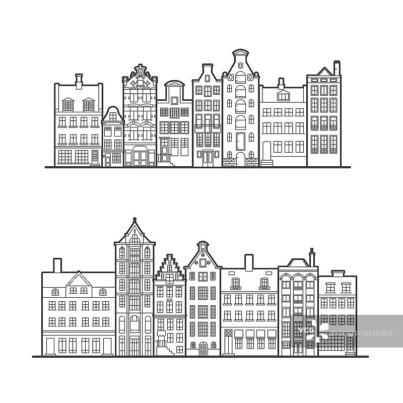 阿姆斯特丹运河边的荷兰传统房屋图片素材