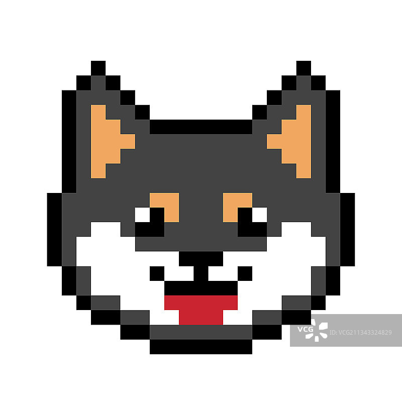 用于游戏素材的像素黑色柴犬幼犬图像图片素材