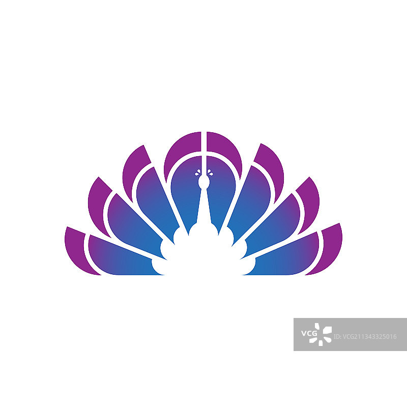 漂亮的渐变色孔雀鸟logo模板图片素材