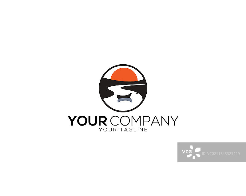 创意钢笔小船字符河流logo图片素材