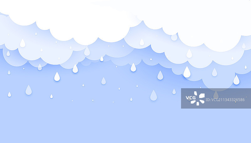 带有雨滴的云朵（纸艺风格）图片素材