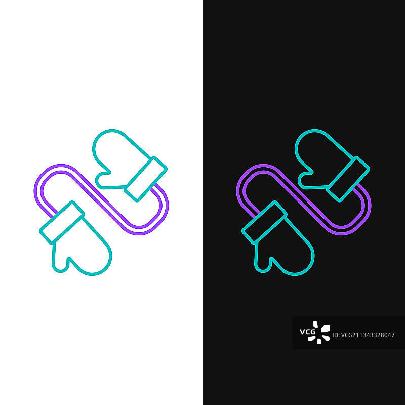 线条对针织圣诞手套图标图片素材