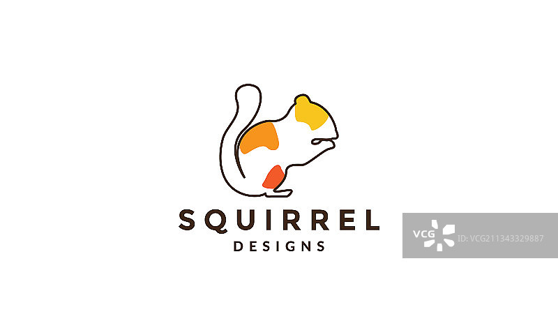 线条抽象的彩色松鼠logo图标设计图片素材