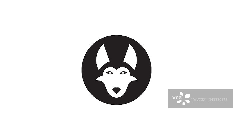 卡通西伯利亚哈士奇或狼的头像标志图片素材