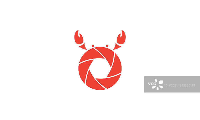 带螃蟹标志图标的彩色快门相机图片素材