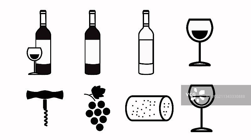 葡萄酒图标合集图片素材