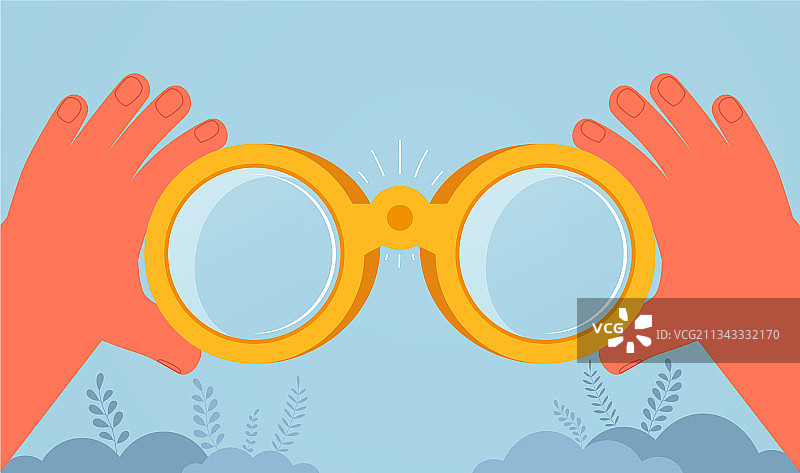 用双筒望远镜眺望远方图片素材