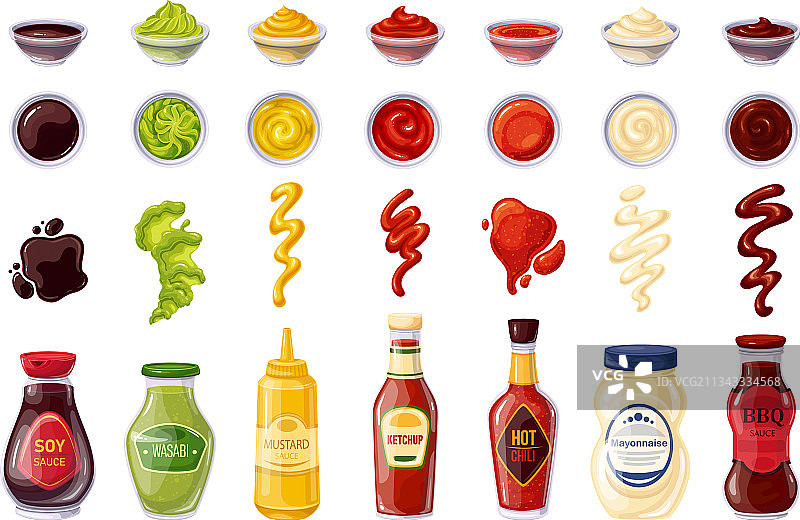 酱汁瓶和碗的飞溅图片素材