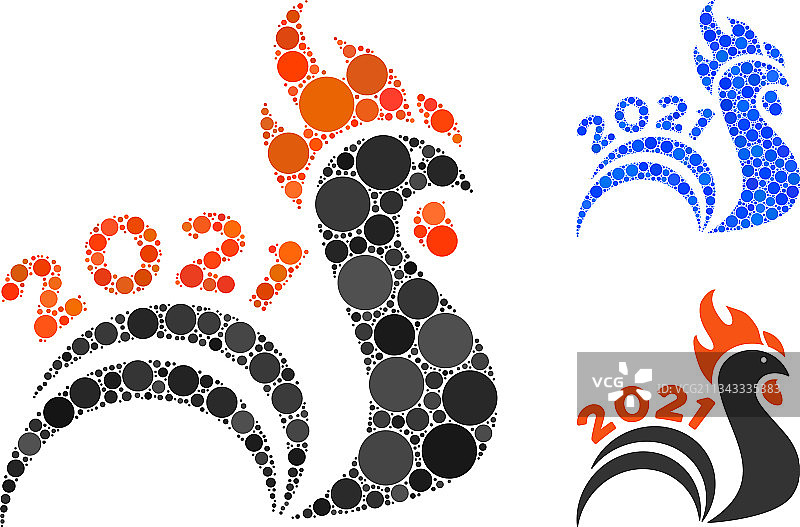 2021年圆形公鸡尾巴图标拼贴图片素材