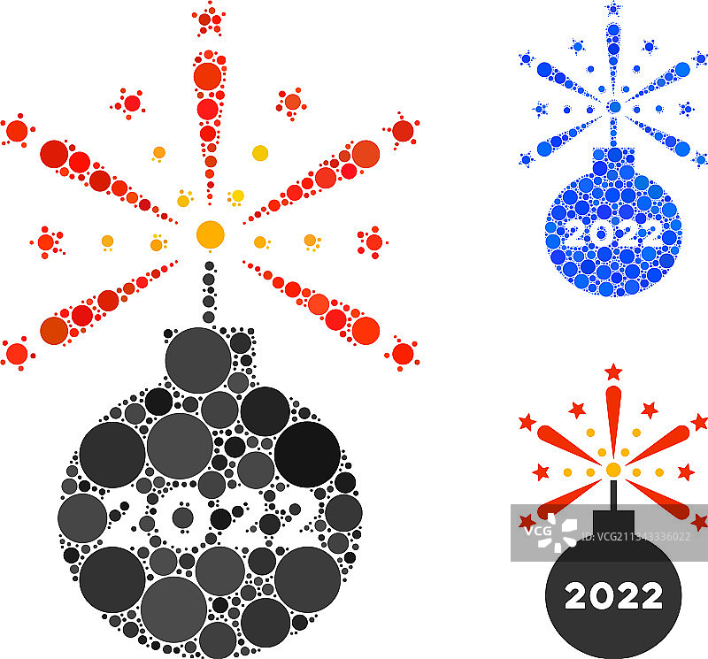 圆形2022烟花雷管图标马赛克图片素材