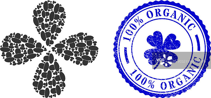 100%有机食品磨损印章图片素材