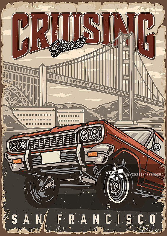 定制美国老爷车复古海报图片素材