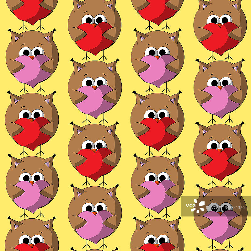 可爱卡通猫头鹰无缝图案图片素材