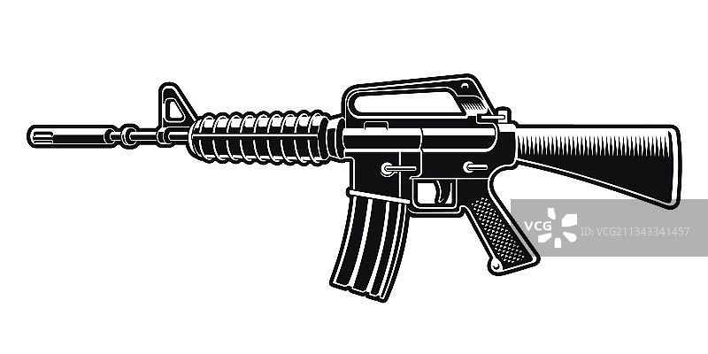 黑白M16步枪图片素材