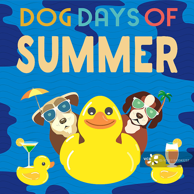 狗狗夏日漫画卡通海报图片素材