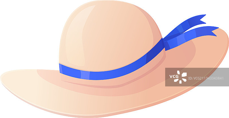 带有蓝色丝带的草帽，夏季度假风图片素材